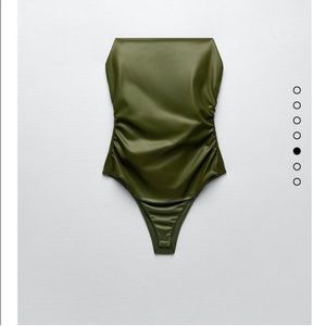 Olive Green Leather Bustier